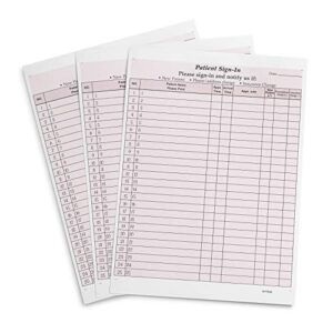 blue summit supplies 125 patient sign in sheets, carbonless 3 part forms with peel away adhesive labels, hipaa compliant for privacy in doctor, medical, dental office, burgundy, 125 pack