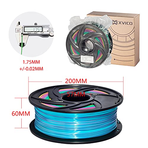 XVICO 3D Printer Filament PLA Filament PETG 1.75mm Filament Dimensional Accuracy +/- 0.02mm 1kg Spool 1.75 mm Pack of 1 (PLA(Polylactic Acid), 01pla Rainbow)