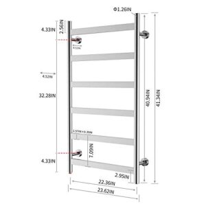 HEATGENE Towel Warmer 6 Flat Bar Towel Dryer Wall-Mounted Plug-in Bath Towel Heater - Brushed