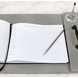 Cornucopia Funeral Guest Book and Pen with Stand Set, “Remembered with Love”