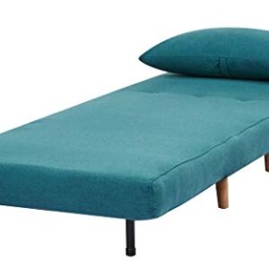 GIA Tri-Fold Convertible Polyester Sofa Bed Chair with Removable Pillow and Legs, Peacock Blue 1 pack