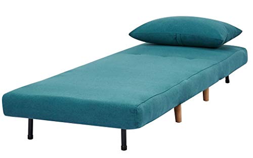 GIA Tri-Fold Convertible Polyester Sofa Bed Chair with Removable Pillow and Legs, Peacock Blue 1 pack