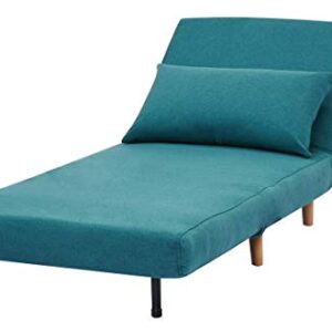 GIA Tri-Fold Convertible Polyester Sofa Bed Chair with Removable Pillow and Legs, Peacock Blue 1 pack