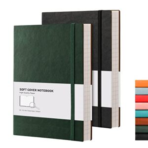 rettacy college ruled leather notebook 2 pack - large business notebook with 408 pages,work notebook with 100gsm thick paper,7.6" x 10"