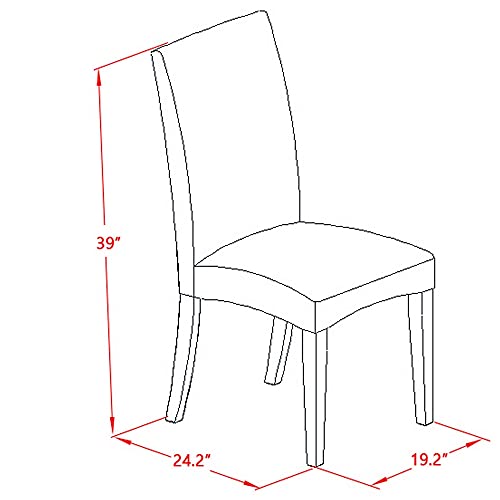 East West Furniture DLDR5-LWH-07 5Pc Round 42" Kitchen Table With Two 9-Inch Drop Leaves And Four Parson Chair White Finish Leg And Linen Fabric-Gray Color, 5