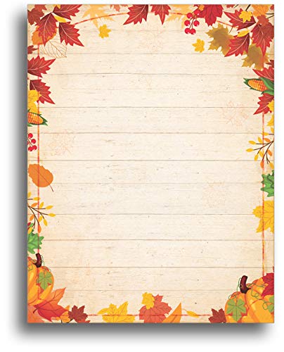 Fall Barnyard Leaves Stationery Paper - 80 Sheets