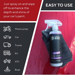 Nano Bond Ceramic Coating Spray Detailer, Spray Wax for Car, Quick Waterless Wash, Hydrophobic Top Coat, Professional Grade Sealant Polish for Cars, Rvs, Motorcycles, Boats, and Atvs, 16oz