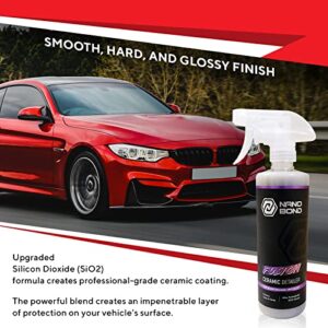 Nano Bond Ceramic Coating Spray Detailer, Spray Wax for Car, Quick Waterless Wash, Hydrophobic Top Coat, Professional Grade Sealant Polish for Cars, Rvs, Motorcycles, Boats, and Atvs, 16oz