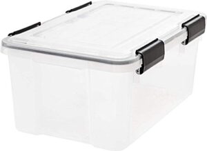 iris weathertight storage box, 19 quart - clear, weathertight storage seal on storage tote is the ideal way to keep stored contents clean and dry. by iris usa inc