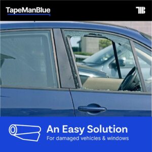 TapeManBlue Crash Wrap, 36 inch x 200 feet, Clear Collision Wrap for Damaged Vehicles & Car Windows, Removes Cleanly, Made in America