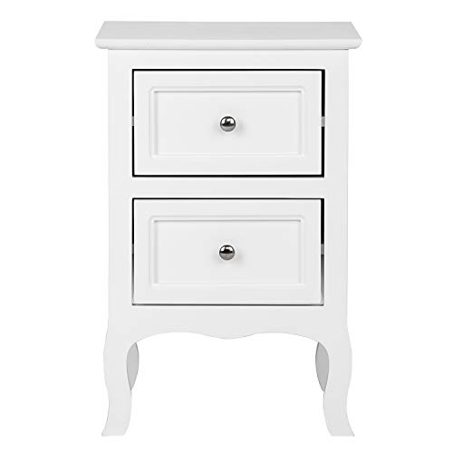 Bonnlo White Nightstand with 2 Drawers, Farmhouse Night Stands for Bedrooms Set of 2, Small Bed Side Table/Night Stand for Small Spaces, College Dorm, Kids’ Room, Living Room, 16W x 12D x 24H