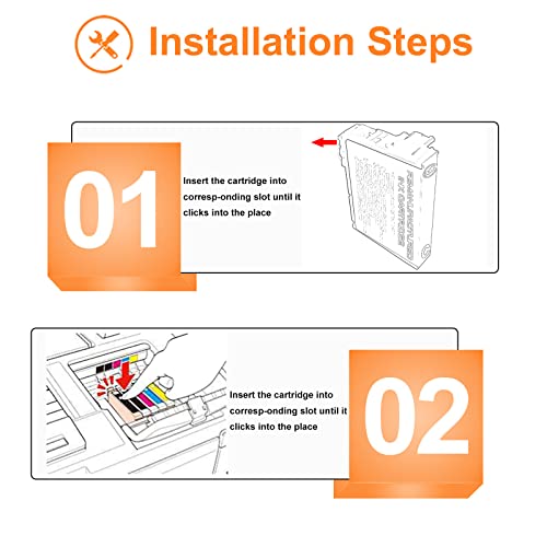 Run Star Remanufactured 702XL Black Ink Cartridge Replacement for Epson T702XL 702 T702XL T702XL120 for Epson Workforce Pro WF-3720 WF-3733 WF-3730 All-in-One Printer, 2 Packs