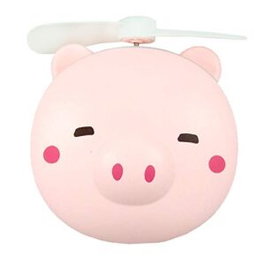 pink pig small personal hand held fan, 3 1/2 inch