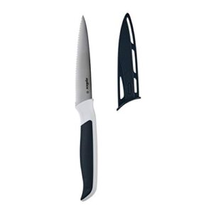 zyliss e920216 comfort serrated paring knife, 10.5 cm/4 inch, japanese stainless steel, black/white, kitchen knife/vegetable knife, dishwasher safe, 5 year guarantee