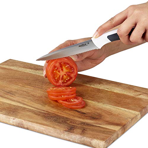 Zyliss E920216 Comfort Serrated Paring Knife, 10.5 cm/4 Inch, Japanese Stainless Steel, Black/White, Kitchen Knife/Vegetable Knife, Dishwasher Safe, 5 Year Guarantee