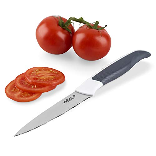 Zyliss E920216 Comfort Serrated Paring Knife, 10.5 cm/4 Inch, Japanese Stainless Steel, Black/White, Kitchen Knife/Vegetable Knife, Dishwasher Safe, 5 Year Guarantee