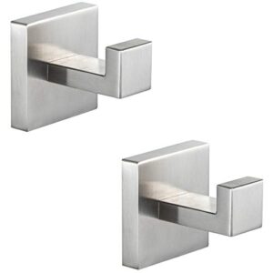 ygivo bathroom hooks, towel robe/coat clothes hook brushed nickel sus304 stainless steel square hanger wall hooks heavy duty for bath kitchen bedroom garage hotel wall mounted 2 pack
