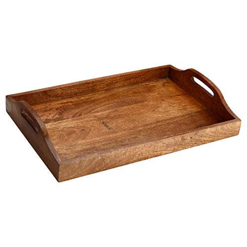 Mascot Hardware Wooden Decorative Tray, Wooden Serving Trays Rectangular Nesting Multipurpose Trays for Kitchen Serving Breakfast Food Bamboo Serving Trays/Platters for All Occasion's 19.75x13.5 Inch.