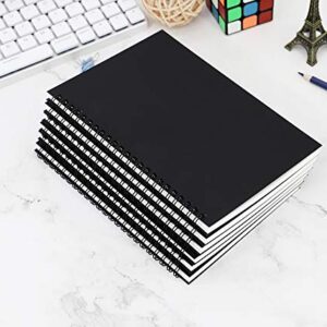 Zegrox 6 Pack Black cover Spiral Notebook, Blank Sketch Book Pad, Subject Notebooks,50 Sheets (100 Pages)-8.27x 5.59inch,A5 size Notebook.