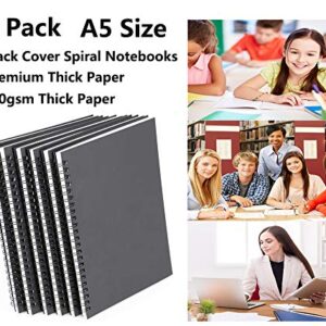 Zegrox 6 Pack Black cover Spiral Notebook, Blank Sketch Book Pad, Subject Notebooks,50 Sheets (100 Pages)-8.27x 5.59inch,A5 size Notebook.