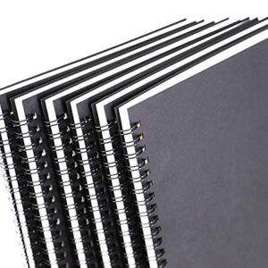 Zegrox 6 Pack Black cover Spiral Notebook, Blank Sketch Book Pad, Subject Notebooks,50 Sheets (100 Pages)-8.27x 5.59inch,A5 size Notebook.