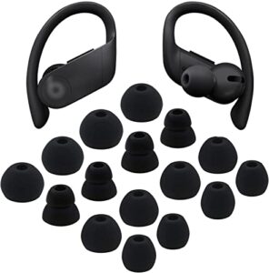 alxcd replacement eartips silicone earbuds buds set compatible with powerbeats pro, 8 pairs s/m/l/d 4 sizes soft silicone earbuds tips, compatible with powerbeats pro headphones pb pro (black)