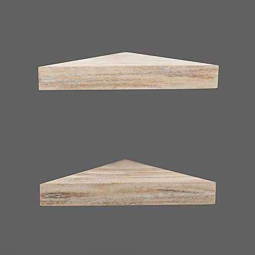 AHDECOR Rustic Wood Corner Wall Shelves, Wall Mounted Floating Corner Shelf for Home Décor, 2-Pack