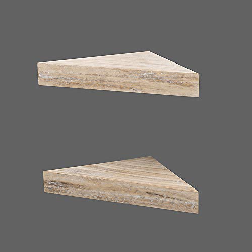 AHDECOR Rustic Wood Corner Wall Shelves, Wall Mounted Floating Corner Shelf for Home Décor, 2-Pack