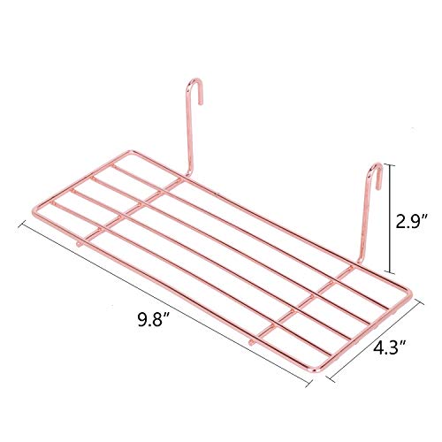 GRIDYMEN Straight Shelf for Wire Wall Grid Panel,, Wire Wall Organizer and Display Shelf, Small Wall Shelf Rack for Succulent, Flower Pot and Wall Decor, Size 9.8" x 4.9" x 2.9", Rose Gold