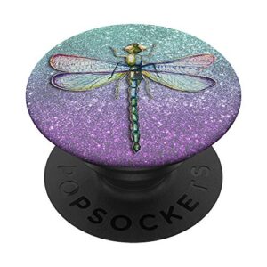 pastel lilacs dragonfly on a blue and purple background popsockets popgrip: swappable grip for phones & tablets