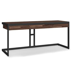 simplihome erina solid acacia wood modern industrial 72 inch wide large desk,office desk, writing table, workstation, study table in distressed charcoal brown,