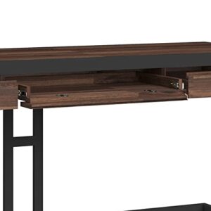 SIMPLIHOME Erina SOLID ACACIA WOOD Modern Industrial 72 inch Wide Large Desk,Office Desk, Writing Table, Workstation, Study Table in Distressed Charcoal Brown,