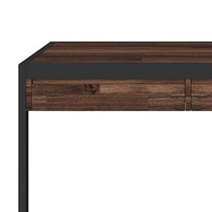 SIMPLIHOME Erina SOLID ACACIA WOOD Modern Industrial 72 inch Wide Large Desk,Office Desk, Writing Table, Workstation, Study Table in Distressed Charcoal Brown,