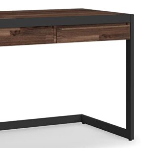 SIMPLIHOME Erina SOLID ACACIA WOOD Modern Industrial 72 inch Wide Large Desk,Office Desk, Writing Table, Workstation, Study Table in Distressed Charcoal Brown,