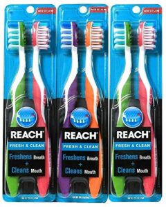 reach fresh and clean medium head toothbrushes, 2 count (pack of 3)
