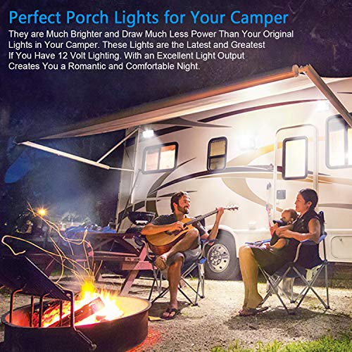 BlueFire Super Bright LED RV Porch Light RV Exterior Lights Porch Utility Light 12V Replacment Light with ON/OFF Switch, Clear and Amber Removable Lens for RV, Trailer, Camper (2 Pack)