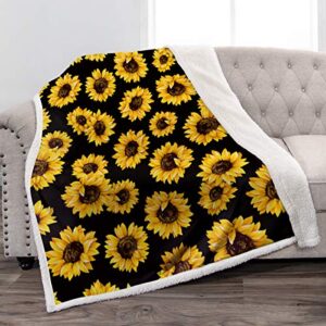 jekeno sunflower sherpa blanket soft warm print throw blanket lightweight for kids adults women gift 50"x60"