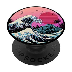 vintage retro ocean great wave kanagawa japanese anime otaku popsockets popgrip: swappable grip for phones & tablets