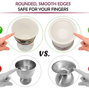 NobleEgg Premium Egg Cups for Soft Boiled Eggs | Set of 4 | Egg Timer Pro | 18/10 Egg Spoons | Egg Topper | Gift/Storage Box
