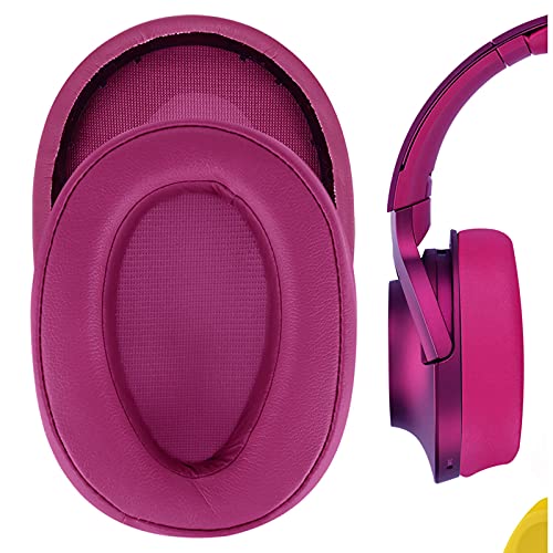 Geekria QuickFit Replacement Ear Pads for Sony MDR-100A MDR-100AAP MDR-H600A Headphones Earpads, Headset Ear Cushion Repair Parts (Bordeaux Red)