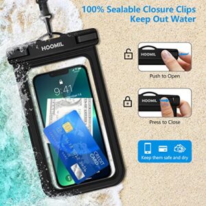 HOOMIL Waterproof Phone Pouch, 2 Pack Universal IPX8 Waterproof Phone Case Dry Bag with Lanyard for Samsung Galaxy A53 5G/S22 Ultra/iPhone 14 Pro Max - Black, Clear