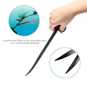 Liveek Aquarium Aquascape Tools Kit, 4 in 1 Anti-Rust Aquatic Plant Aquascaping Tool Stainless Steel Black Tweezers Scissors Spatula for Aquarium Tank Clean Fish Tank Aquascape Tools Sets (Black)