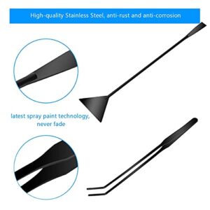 Liveek Aquarium Aquascape Tools Kit, 4 in 1 Anti-Rust Aquatic Plant Aquascaping Tool Stainless Steel Black Tweezers Scissors Spatula for Aquarium Tank Clean Fish Tank Aquascape Tools Sets (Black)