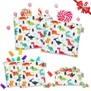 Reusable Sandwich Snack Bags for kids Urban Green, Sandwich bags zipper dishwasher safe, snack pouch bag cloths, Lunch Bags, BPA Free, 5 pack, Dinosaur snack Bags, Toiletry Makeup Bag