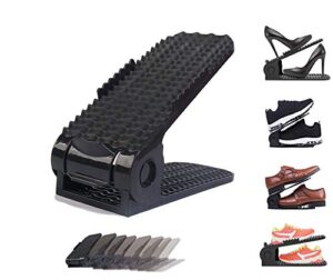 yagizaai bayou shoe slots, 8 pcs shoes slots organizer, 4-level adjustable shoe stacker, upgraded shoe space saver, 50% space-saving shoe holders(black)