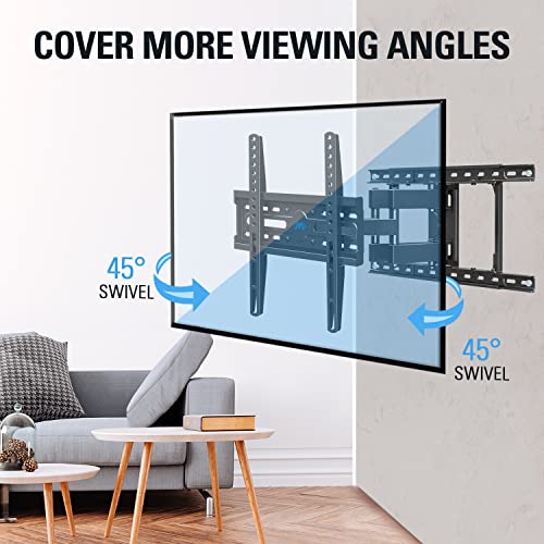 Mounting Dream TV Mount Full Motion TV Wall Mount for Most 32-65 Inch Flat Screen TV, Wall Mount TV Bracket with Dual Arms, Max VESA 400x400mm and 99 LBS, Fits 16", 18", 24" Studs MD2380-24K TV Mounts