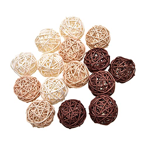 Pomeat 15pcs Wicker Rattan Balls Decorative Ball Orbs Vase Fillers Table Decor, Wedding Party Decoration, Decorative Balls for Centerpiece Bowls