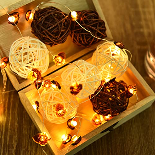 Pomeat 15pcs Wicker Rattan Balls Decorative Ball Orbs Vase Fillers Table Decor, Wedding Party Decoration, Decorative Balls for Centerpiece Bowls