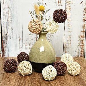 Pomeat 15pcs Wicker Rattan Balls Decorative Ball Orbs Vase Fillers Table Decor, Wedding Party Decoration, Decorative Balls for Centerpiece Bowls