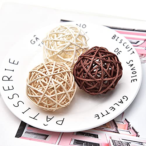 Pomeat 15pcs Wicker Rattan Balls Decorative Ball Orbs Vase Fillers Table Decor, Wedding Party Decoration, Decorative Balls for Centerpiece Bowls